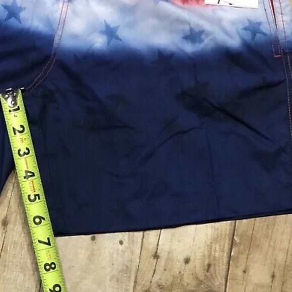 ✨Trunks Surf and Swim Men Medium Tie Dye Americana Stars Blue Red Swim Shorts✨ - Picture 8 of 10
